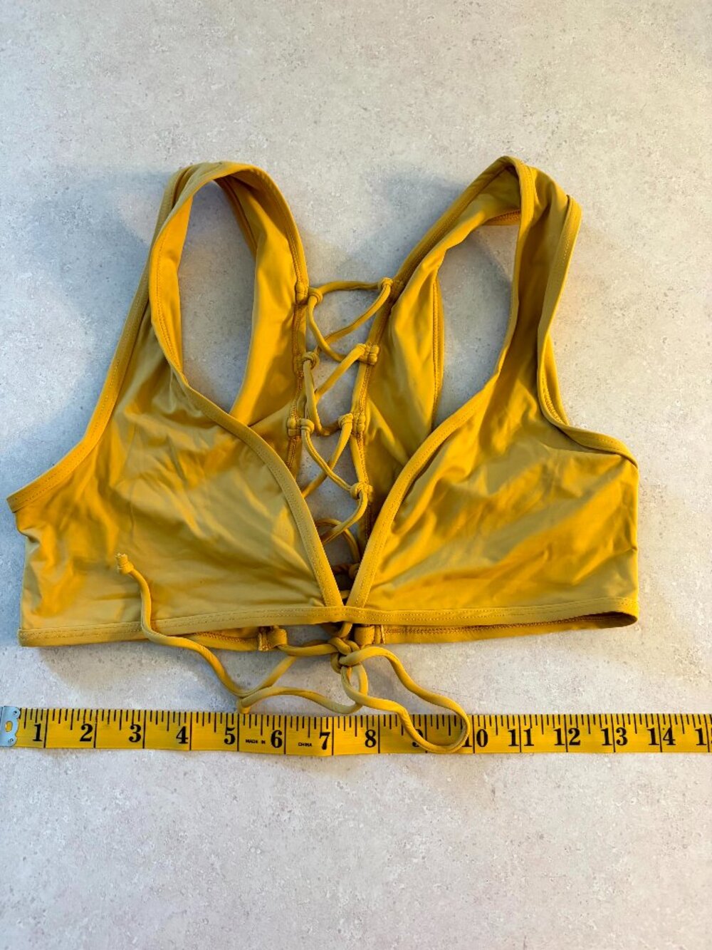 Dippin' Daisy's Swim Suit Top Yellow Size Large Criss Cross Back